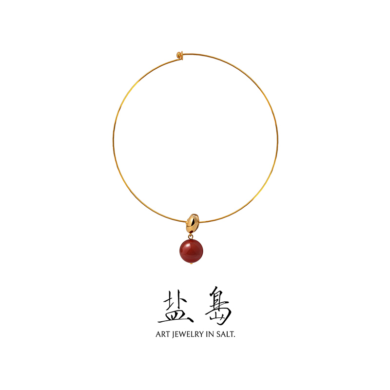 Gold scale koi red agate pendant necklace gold