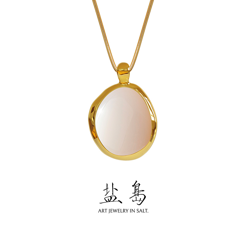 Solar terms series white dew white jade necklace large size