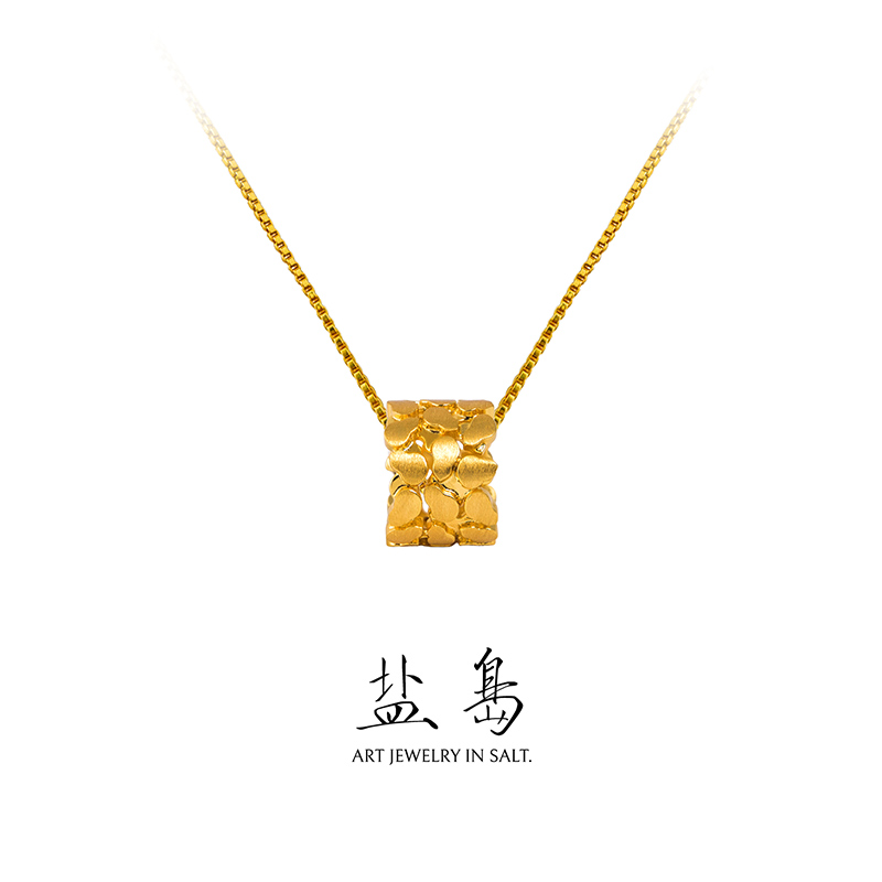 Gourd Series Brushed Pendant Necklace Gold - Image 1