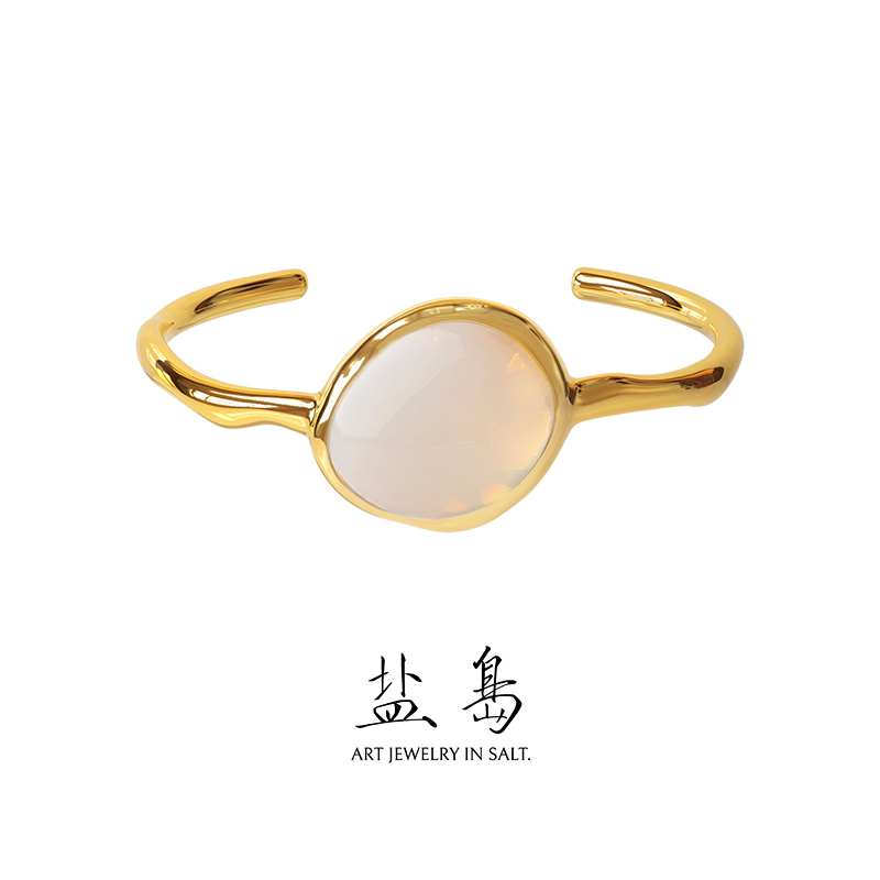 Solar terms series white dew jade bracelet gold