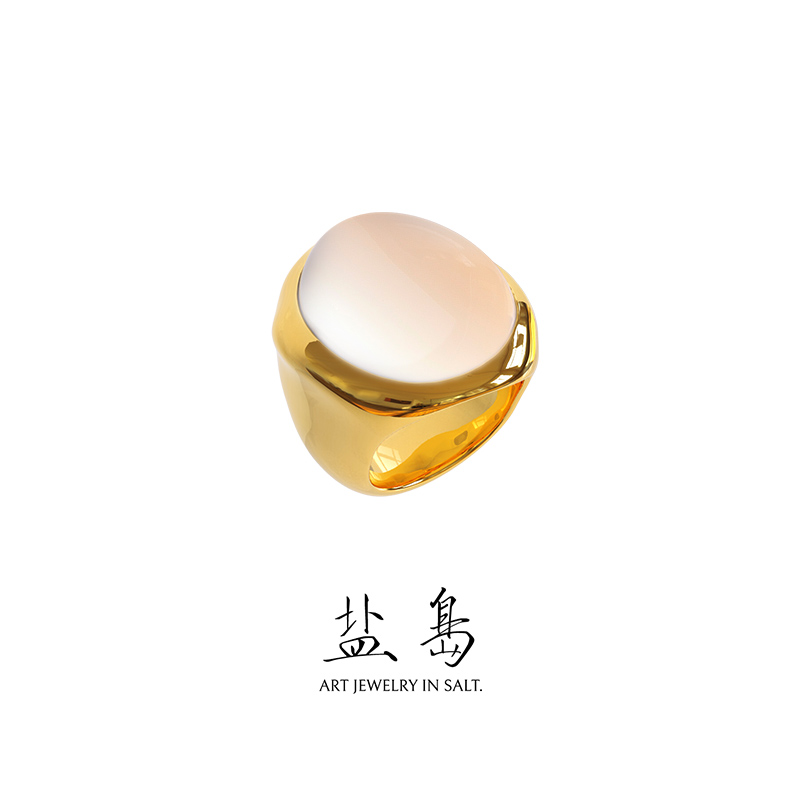 Solar terms series white dew jade ring gold
