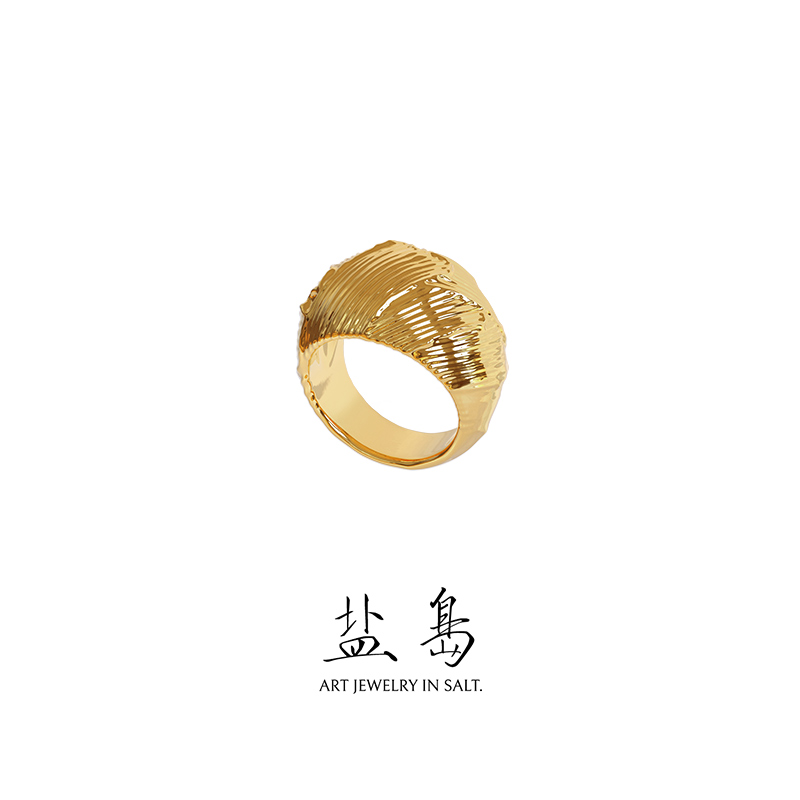 Oil painting series brushstroke ring gold