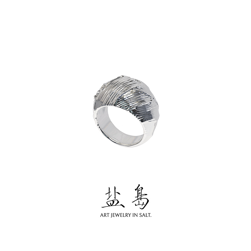 Oil painting series brushstroke ring white gold