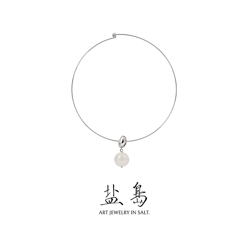 Gold scale koi necklace white gold white agate