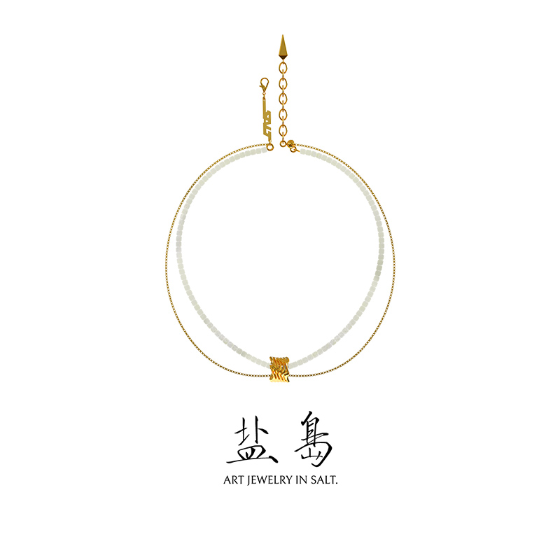 Menglong misty rain pendant double chain gold