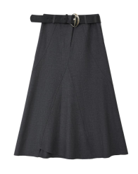 H Tension minimalist urban line A-line skirt gray