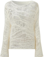 White velvet flowing knitted sweater