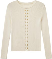 H Tension Design Hollow Cable Silk Elite Bottoming Pullover Off-White