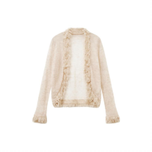 Light fog apricot pink super young mohair cardigan for women autumn and winter short fur edge knitted apricot color