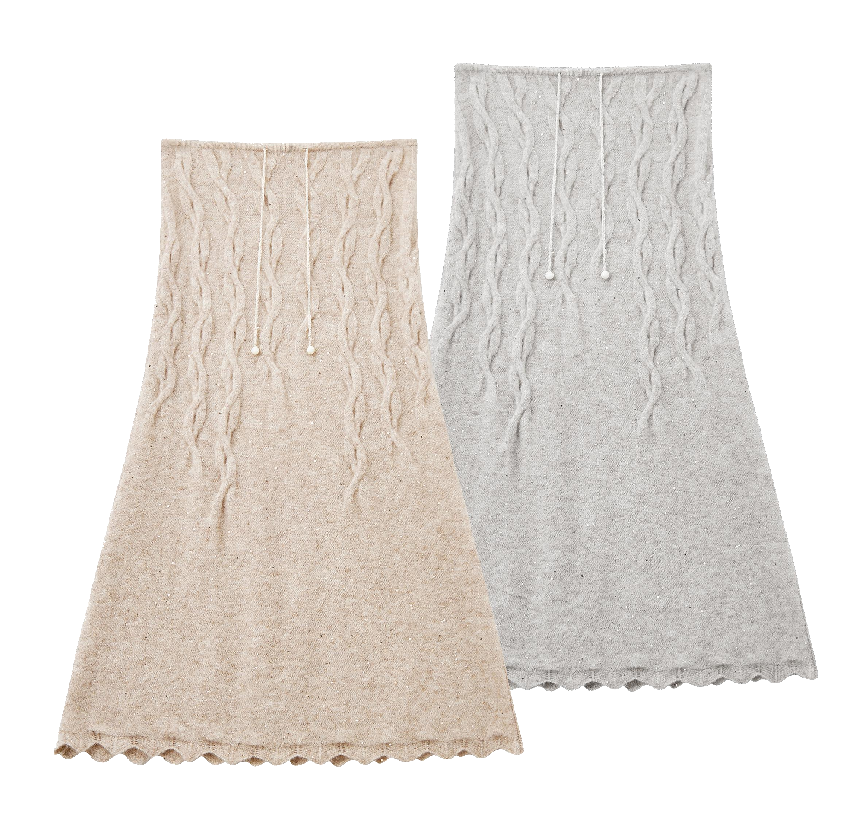 H Tension matte apricot pink sequined mohair skirt women's autumn and winter French retro knitted long skirt milk brown gray