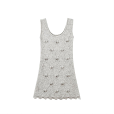 Sequin mohair bow dress gray