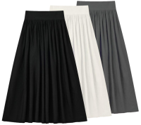 Autumn and winter blended wool knitted skirt women's high waist pleated long skirt slimming mid-length white
