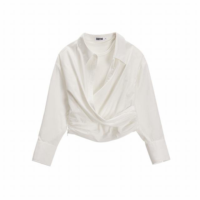 Fake two piece shirt silhouette top white