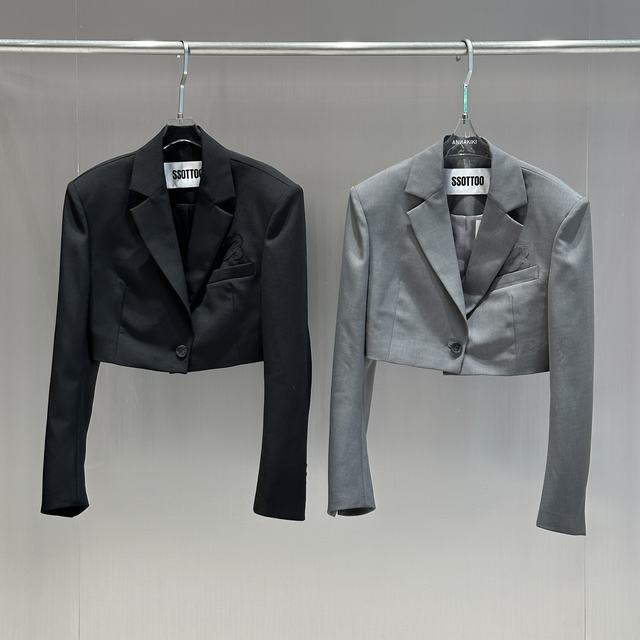 Cool twill short blazer black
