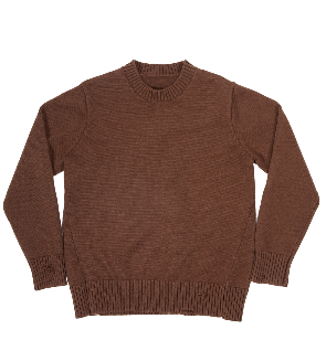 Distressed Bias Cut Crew Neck Sweater Sudan Brown