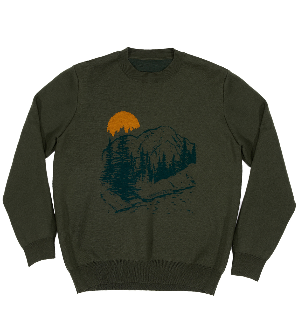 Natural silhouette crew neck sweater dark olive green