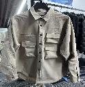 Multi-pocket textured shirt jacket khaki