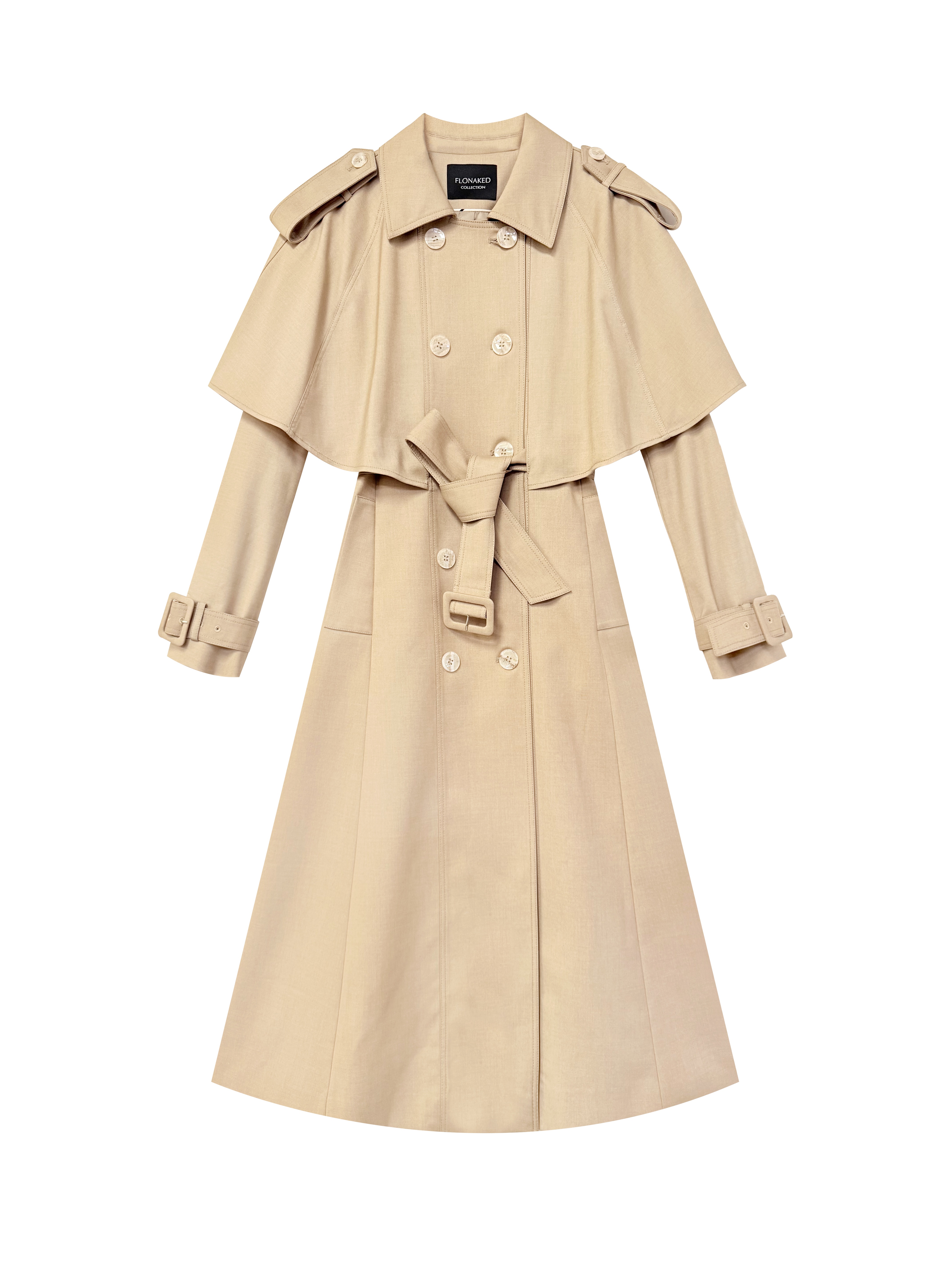 Brown double lapel
long waisted shawl
windbreaker