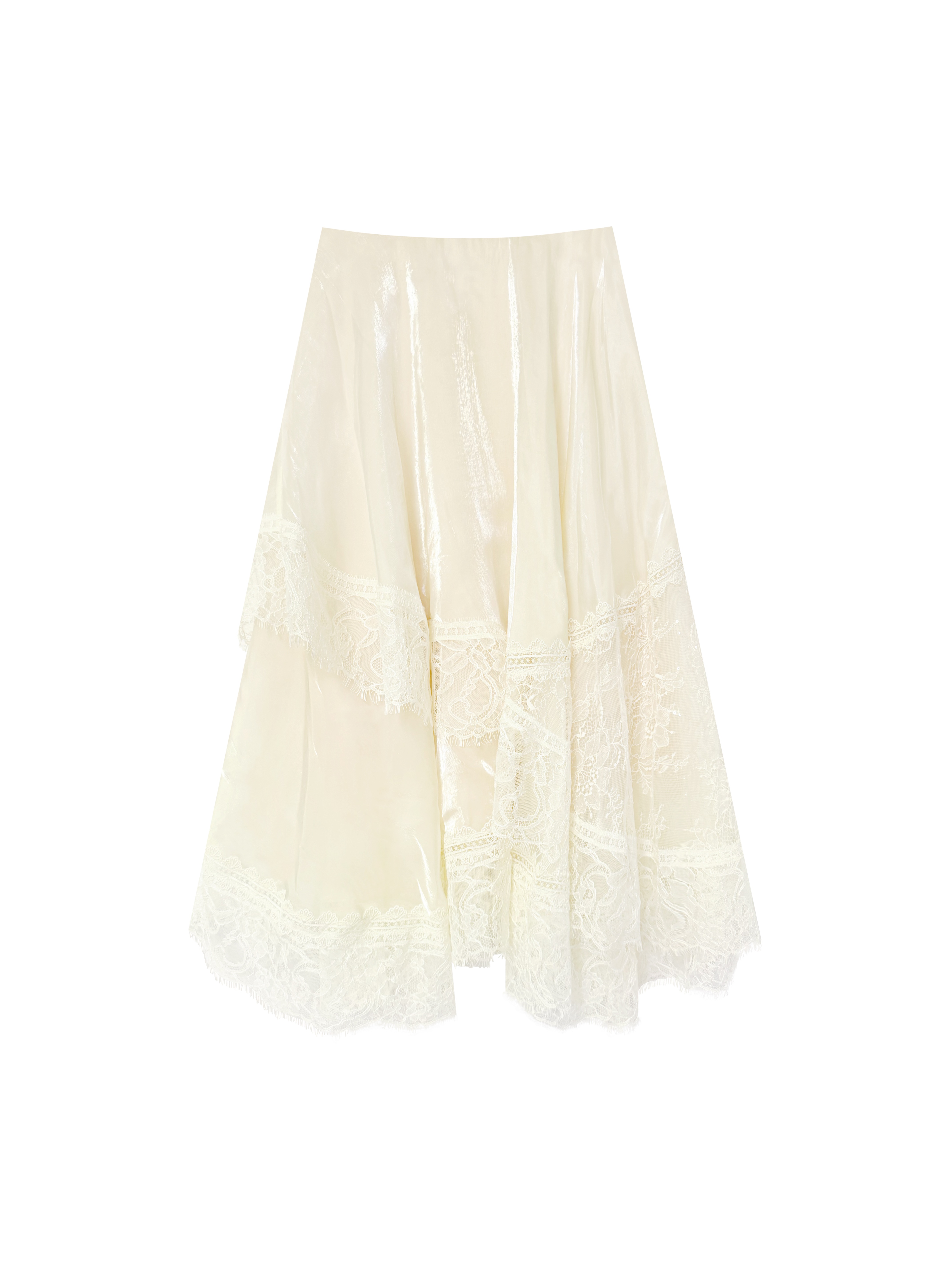 Apricot streamer forging more
Layers of asymmetrical lace
lace high waist skirt