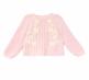 Pink and white thick needle three-dimensional
floral crew neck knit
long top