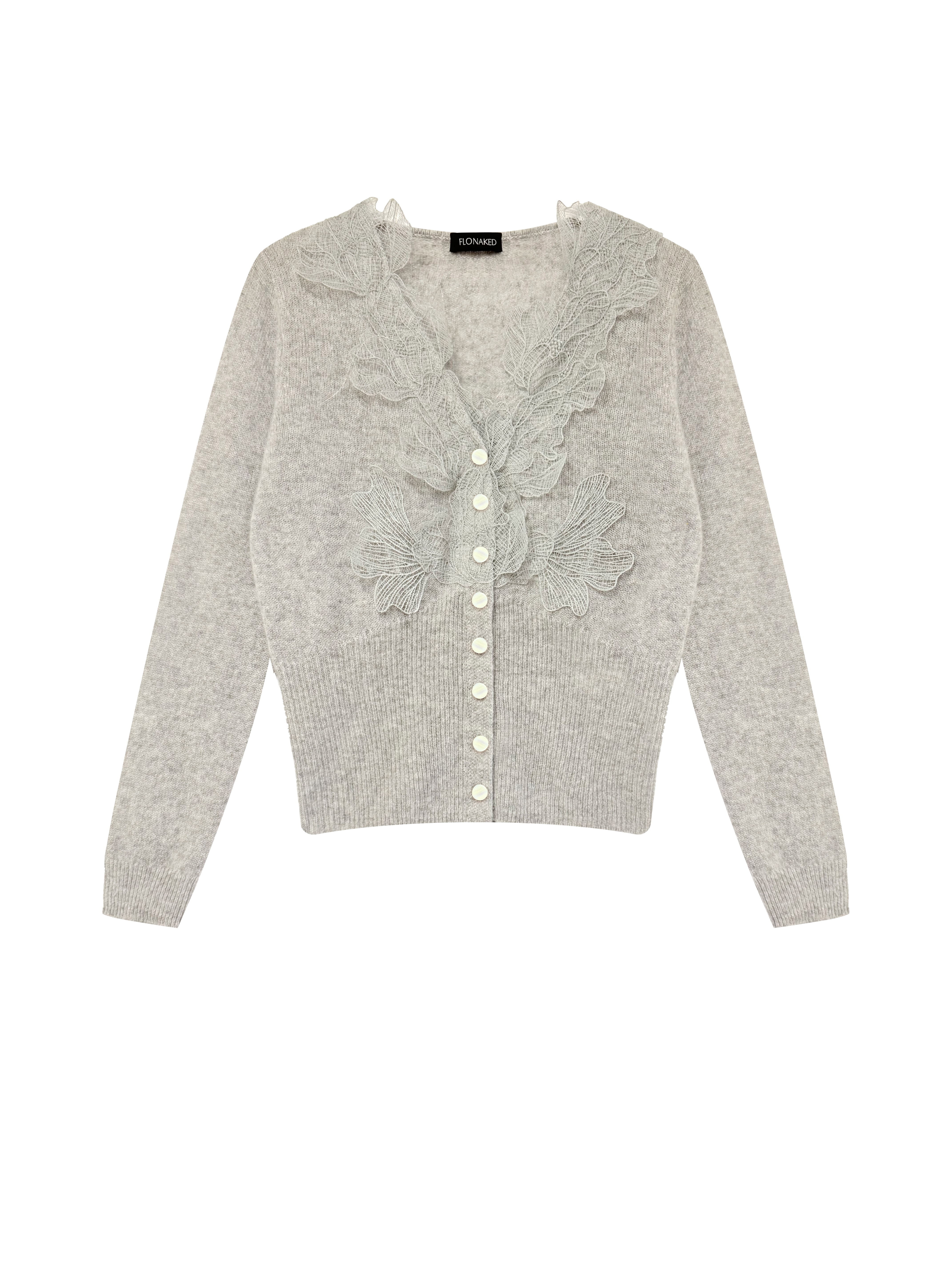 Gray positioning lace
Slim fit cashmere knit
tops