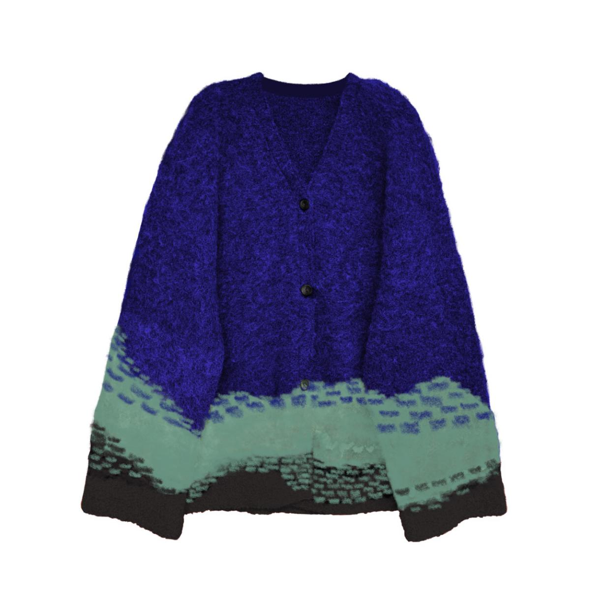 wave jacquard knitted cardigan