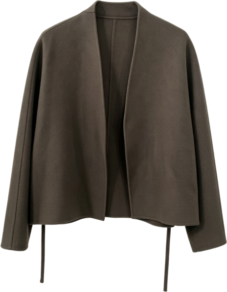 Short lace-up woolen coat