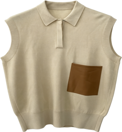 POLO collar patch pocket knitted vest