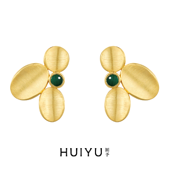 Flower Shadow Malachite Stud Earrings