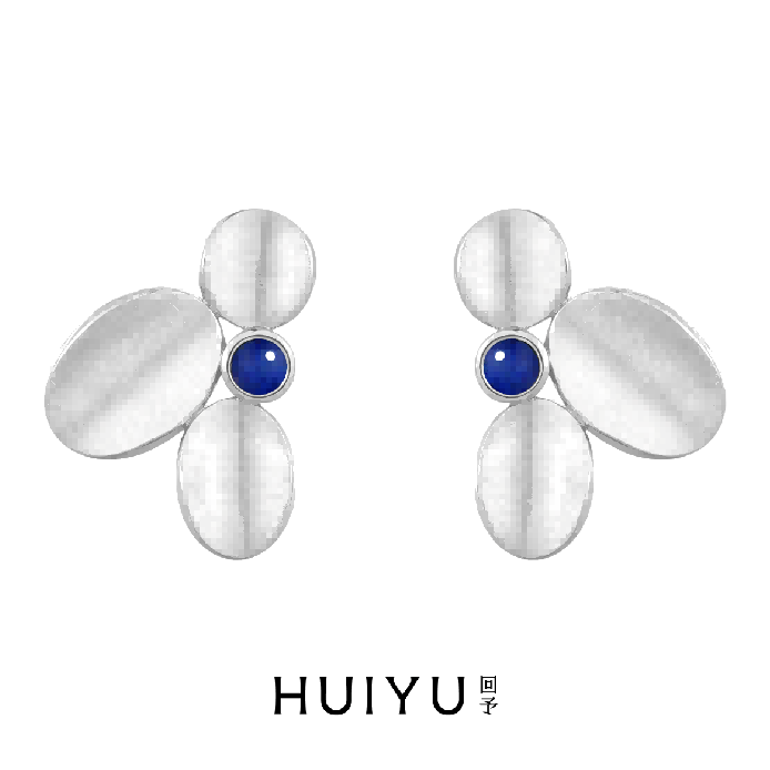 Flower Shadow Lapis Lazuli Stud Earrings