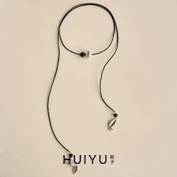 Autumn leaf butterfly leather rope necklace