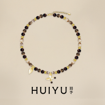 Playing Leaf Butterfly Beaded Necklace-Autumn Colors
