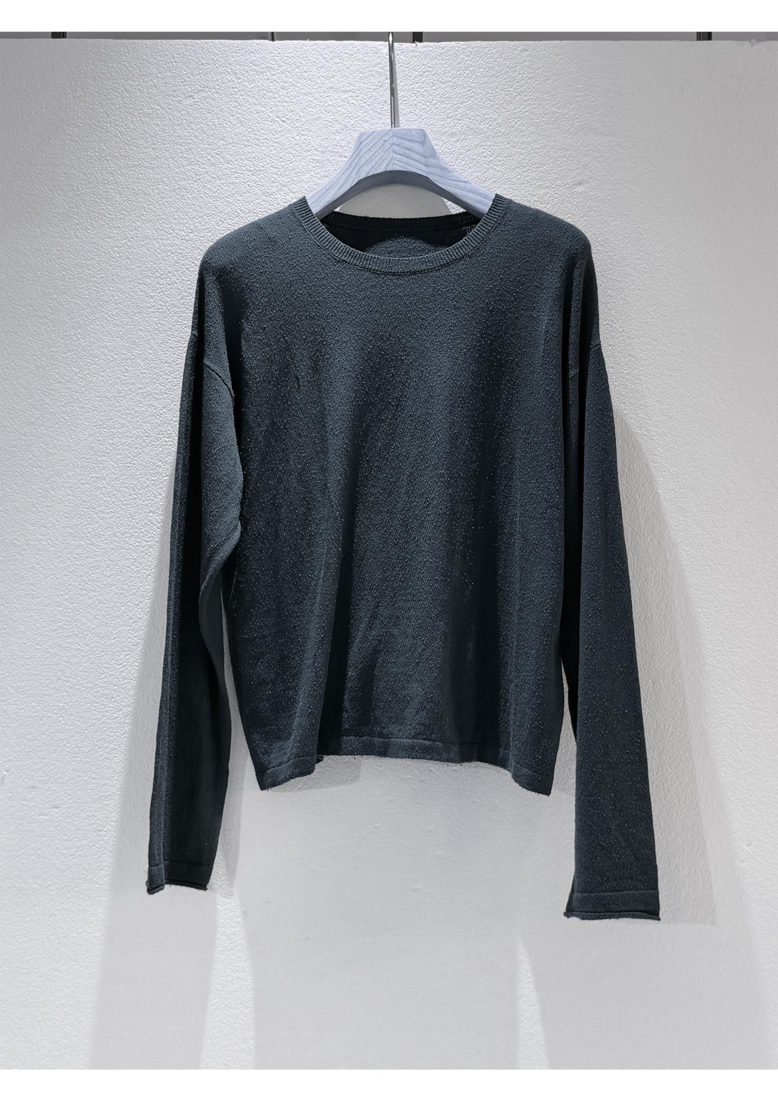 Silk round neck long sleeve sweater